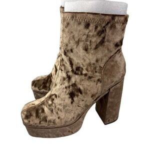 Steve Madden Womens 7.5 Bianca Mushroom Brown Velvet Platform Boots‎